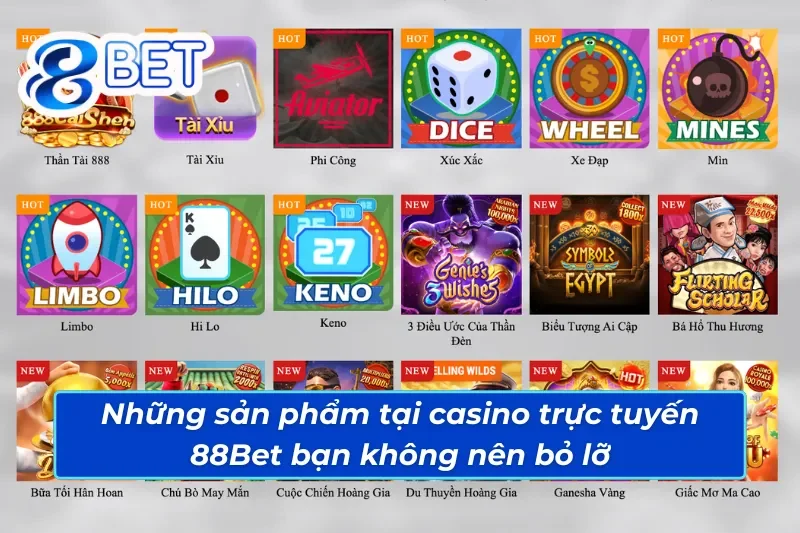 Một số game bài phổ biến tại casino 88Bet